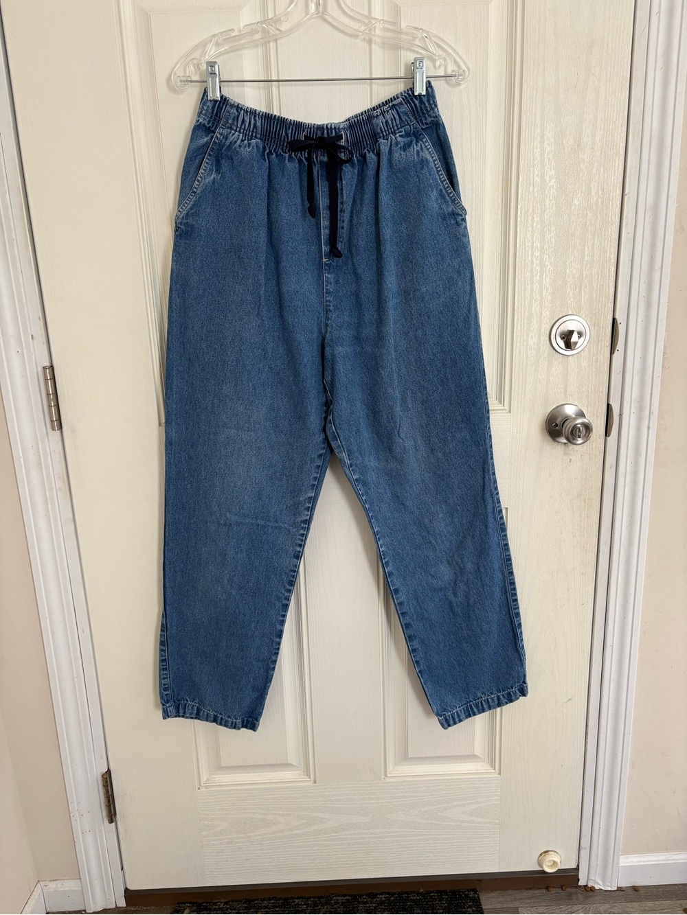 Cabin Creek Pull-On Denim Jeans Sixe 12 Average Elastic Waist Drawstring cotton